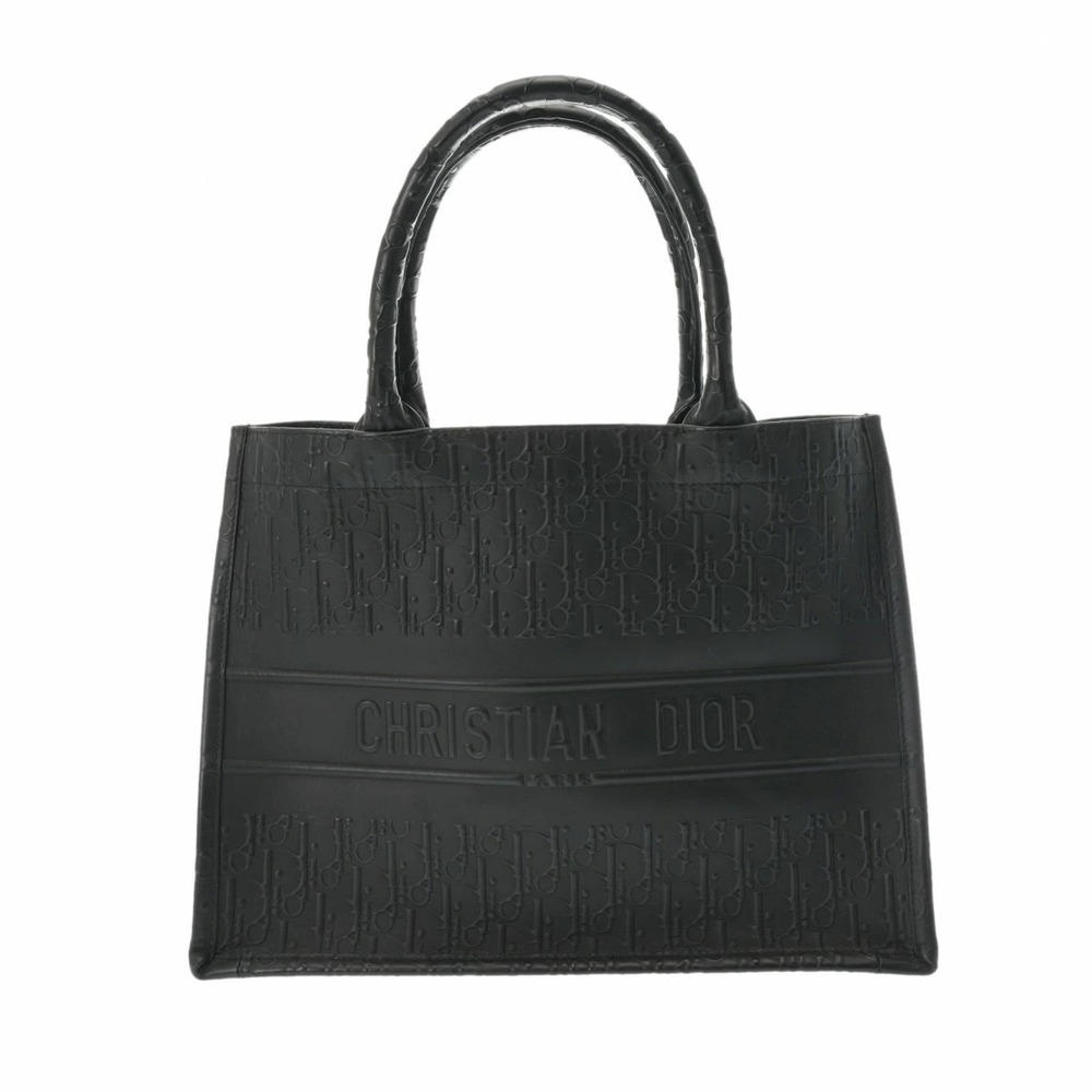 CHRISTIAN DIOR Book Tote Trotter Black Leather Handbag